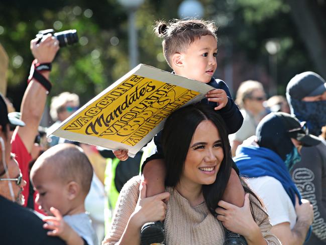 Protestors gather at Hyde Park in Sydney for a March Against Mandatory Vaccinations on the 30th May 2020. Photographer: Adam Yip