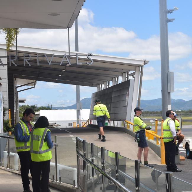 Gladstone Airport staff were invited to witness the inaugural Bonza landing as they welcomed the new airline. Picture: Nilsson Jones