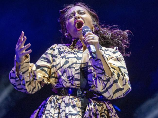 Jessica Mauboy performs Festival concert, Adelaide Oval. Picture Tony Lewis