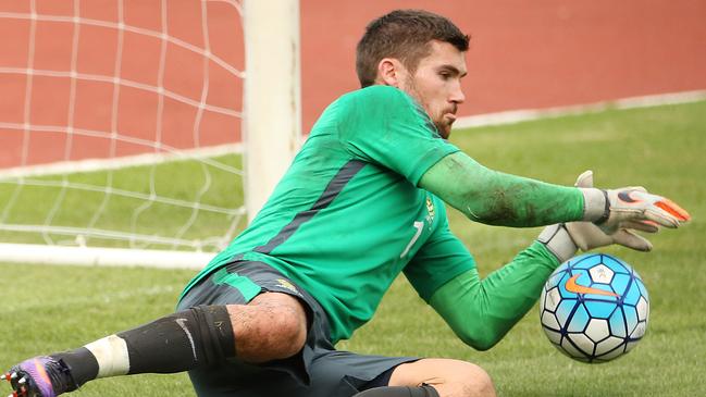 Keeper Maty Ryan. The Socceroos training at the National stadium, Bangkok, ahead of Tuesday's World Cup qualifier against Thailand. Pic Jono Searle.