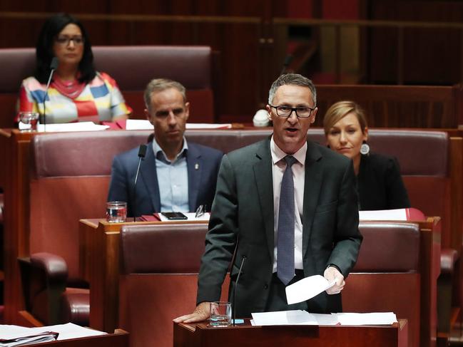 Greens leader Senator Dr Richard Di Natale in the Senate Question Time. Picture: Kym Smith