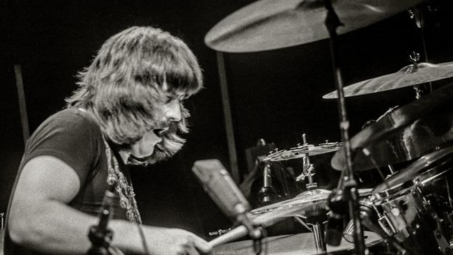 John Bonham performing with Led Zeppelin in London, 1975. Picture: Dick Barnatt/Redferns