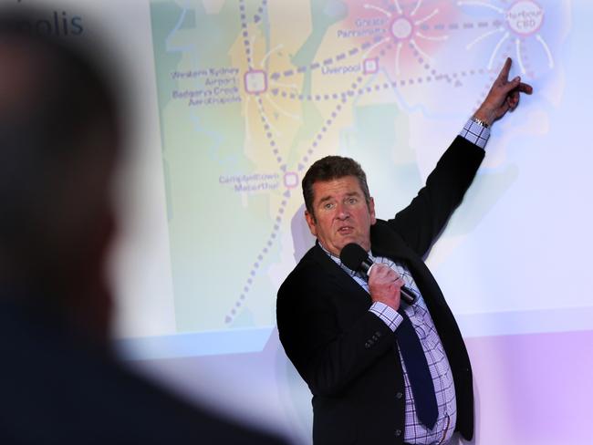 Greater Sydney Commission Deputy Chief Geoff Roberts speaks at a rail symposium in Thirlmere in November. Picture: AAP Image/Angelo Velardo