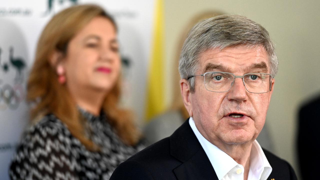 International Olympic Committee President Thomas Bach and Queensland Premier Annastacia Palaszczuk. Picture: Jeremy Piper