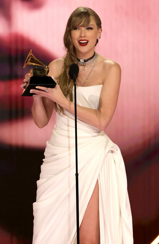 Taylor Swift wins Album of the Year at the Grammys. Picture: Kevin Winter/Getty Images for The Recording Academy