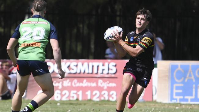 Hunter Bell. CANBERRA, AUSTRALIA, NewsWire Photos. MARCH 9, 2024: UNE Harold Matthews Cup - NSWRL Junior Reps Round Six Canberra Raiders vs Penrith Panthers at Raiders Belconnen in Canberra. Picture: NCA NewsWire / Martin Ollman