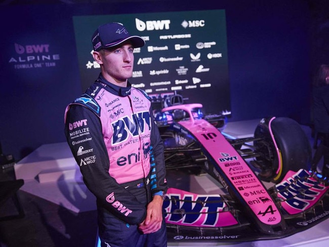 Alpine's Australian driver Jack Doohan alongside the A525 Formula One racing car. Picture: AFP