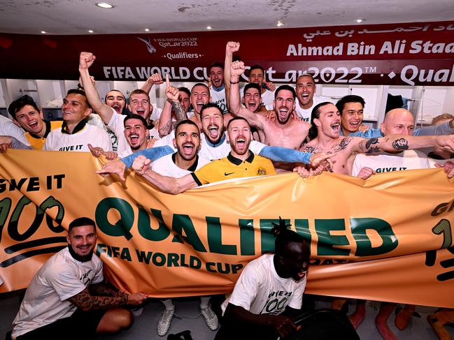 Celebrations are set to go long into the night for the Socceroos. Picture: Joe Allison/Getty Images