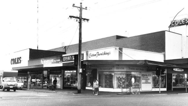 Frankston's original Coles on the corner of Nepean Hwy and Wells St, June 1984. Picture: HWT Library