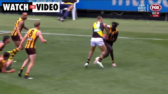 Hawks youngster gives Dusty a 'don't argue' (Fox Footy)