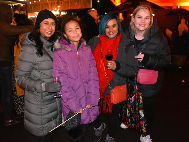 Nicole, Jade, Tricia and Liz at the Whisky, Wine and Fire Festival 2024 at the Caulfield Racecourse. Picture: Jack Colantuono