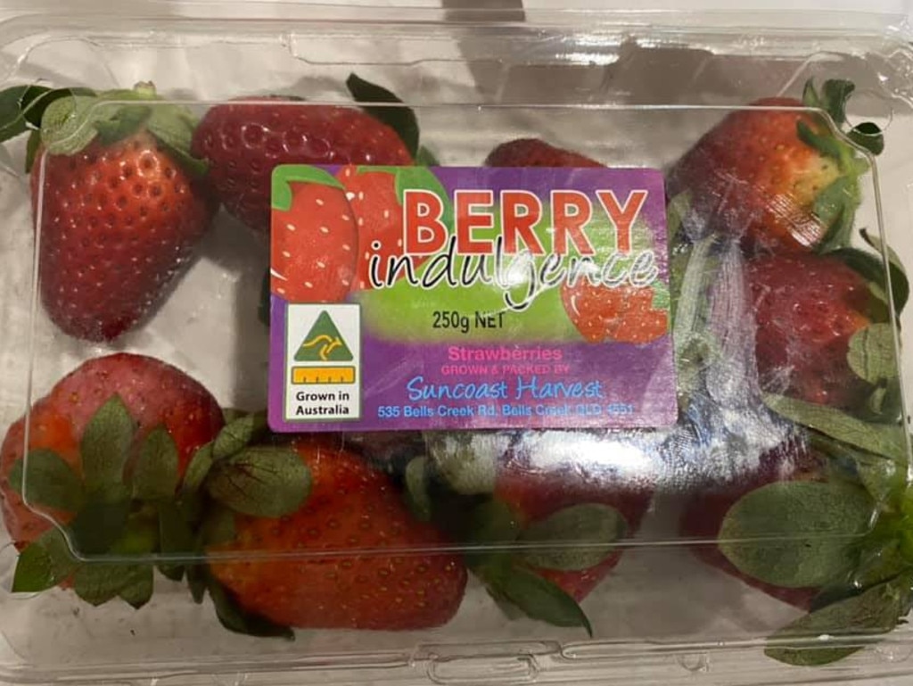 A mother has found pins in strawberries purchased from a store in Stirling, SA. Picture: Anne Lentakis/Facebook