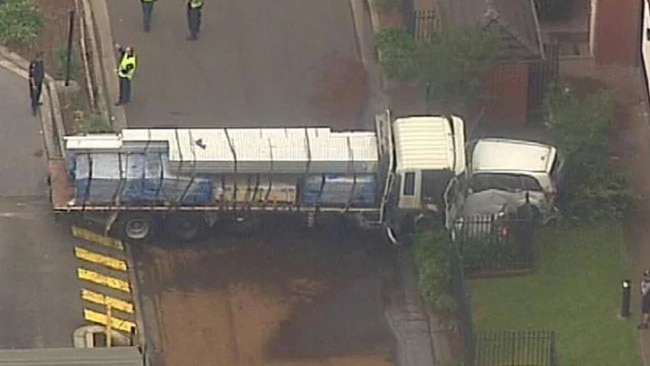 The truck which crashed through the McDonald’s Fairy Meadow carpark on November 5, 2018.