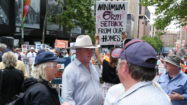 Barnaby Joyce joins the Reckless Renewable Rally in Sydney. Picture: Britta Campion