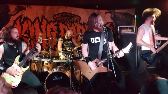 Melbourne thrash band Harlott in action at The Bendigo Hotel. Picture: Kiel Egging.