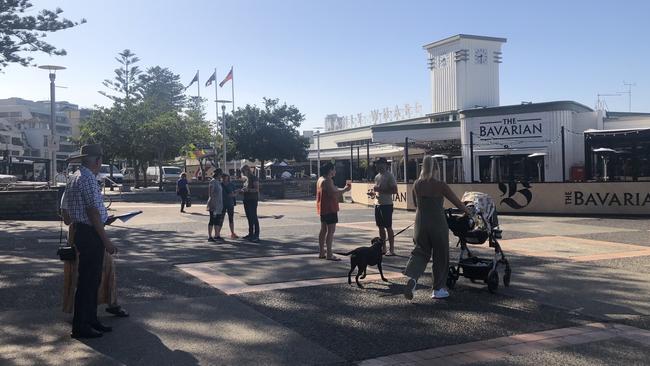 Save Manly Ferries campaigners survey passengers and locals on Manly Wharf on Friday, December 4, 2020. Picture: Julie Cross