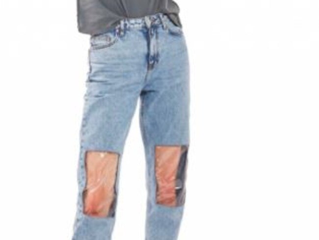 Nordstrom's mum jeans with clear knee windows sold for $US95 ($125). Picture: Nordstrom