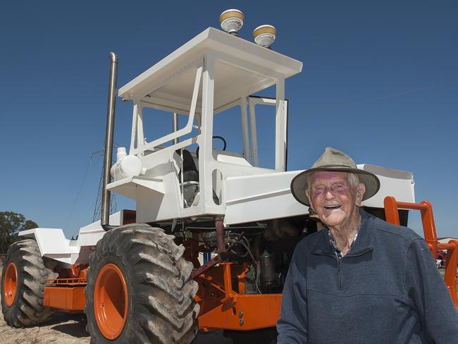 Morrie Oxley and his hybrid Chamberlain tractor showcased at the Dave Bennett Reserve at Muckleford, Victoria, during the Mt Alexander Vintage Engine Club's 2023 Tractor Pull.