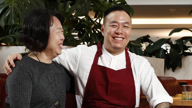 Alex Wong, from restaurants like Lana and Martinez, with his mother Ann Hwang ahead of Mother's Day 2024. Picture: Richard Dobson