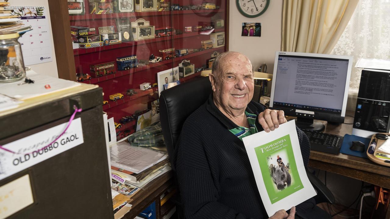 Toowoomba author Don Talbot shows the cover art of his new book. Picture: Kevin Farmer