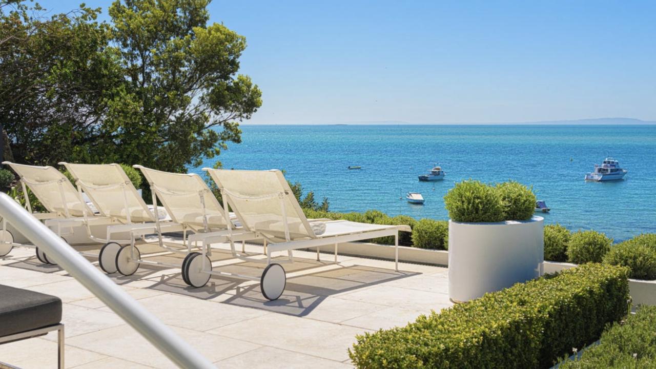 A view from the clifftop edge, demonstrating the privacy and vistas the estate offers, which also includes a lift down to the beach.