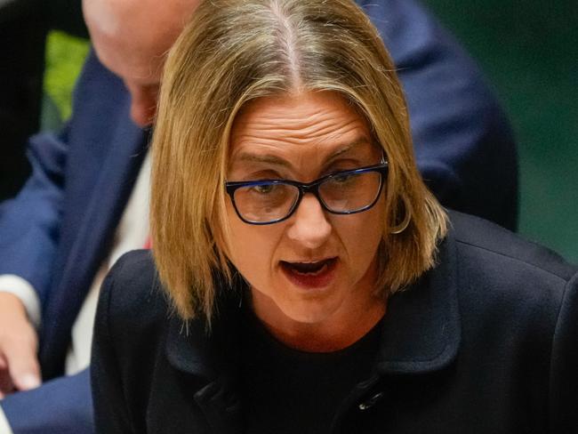 MELBOURNE, AUSTRALIA - MAY 07: Victorian Premier Jacinta Allan addresses Victorian Parliament on May 07, 2024 in Melbourne, Australia. It is the first budget for Jacinta Allan since she took over from Daniel Andrews as the Victorian state premier. (Photo by Asanka Ratnayake/Getty Images)