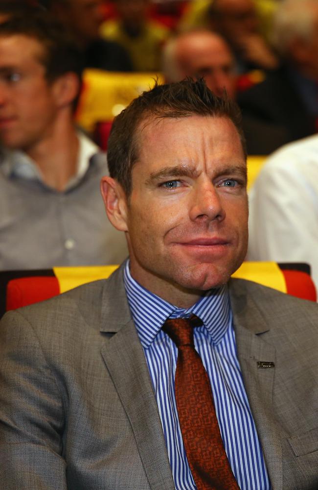 Cadel Evans at the 2015 Tour de France route presentation on Wednesday.