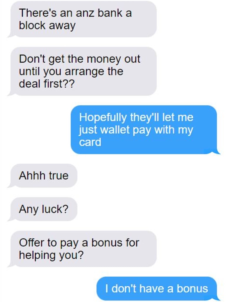 The text messages between Seven employees discussing the charges. Picture: news.com.au