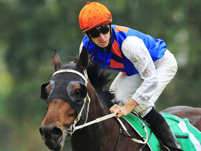 SYDNEY, AUSTRALIA - JULY 11: Jason Collett on Rothenburg returns to scale after winning race 3 the TAB Highway Class 3 Handicap during Sydney Racing at Rosehill Gardens on July 11, 2020 in Sydney, Australia. (Photo by Mark Evans/Getty Images)