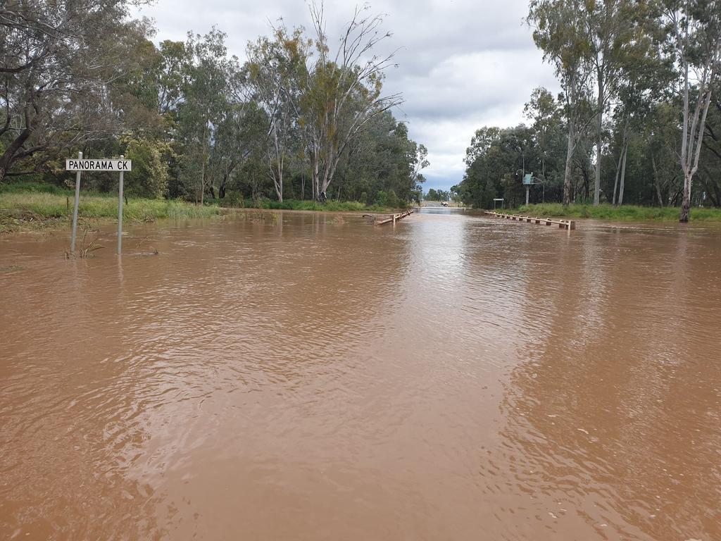 A flooded Panorama Creek at Rolleston. Photos: Nathan Blackburn