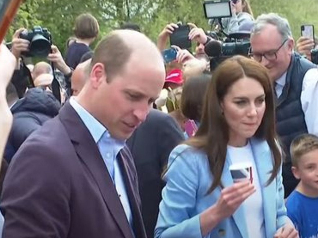 Prince William and Kate have surprised guests at the Long Walk in Windsor today, only hours after celebrating the Kings Coronation. Picture: Sky News