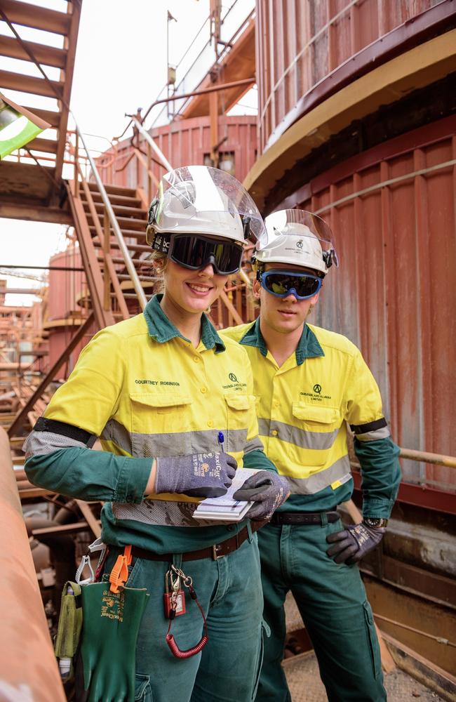 Queensland Training Awards: Central Queensland Large Employer of the Year went to Queensland Alumina Limited. Pictured are Courtney Robinson and Mitchell Hannan. Picture: Contributed