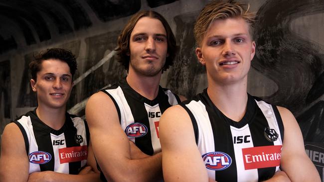 Trent Bianco, Trey Ruscoe and Jay Rantall were picked up by Collingwood in last year’s draft. Picture: AAP Image/Sean Garnsworthy.