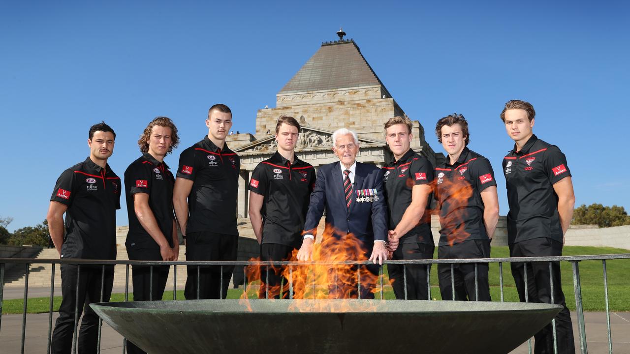 The war veteran loved the Anzac Day clash between his beloved Bombers and the Pies. Picture: Alex Coppel