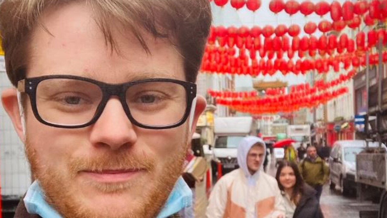 BBC journalist Edward Lawrence was arrested while covering an anti-lockdown protest in China. Picture: Twitter