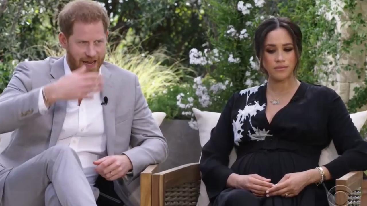 Oprah, Prince Harry and Meghan Markle discuss leaving ‘senior roles’. Picture: Screengrab