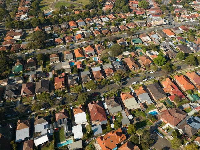 SYDNEY, AUSTRALIA - NewsWire Photos SEPTEMBER 14 2023. Generic housing & real estate house generics. Pic shows aerial view of suburban rooftops in Summer Hill, taken by drone. Picture: NCA NewsWire / Max Mason-Hubers