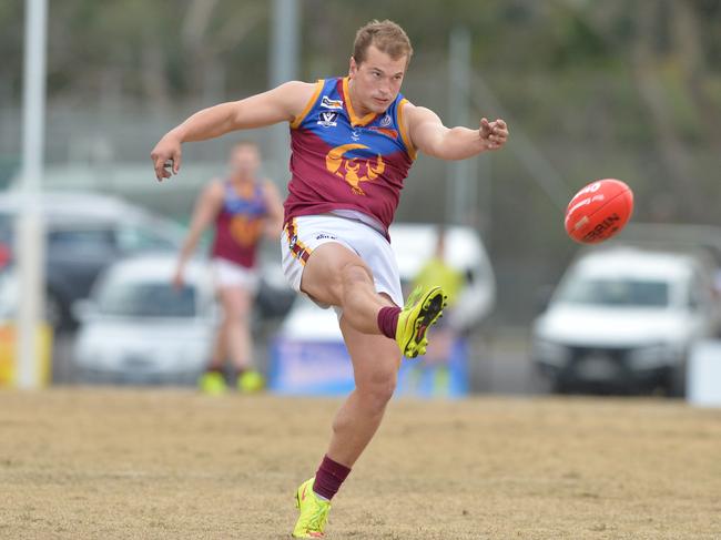 Nepean Football League: Devon Meadows v Tyabb at Glover Reserve, Devon Meadows. Tyabb #8 Riley West. Picture: AAP/ Chris Eastman