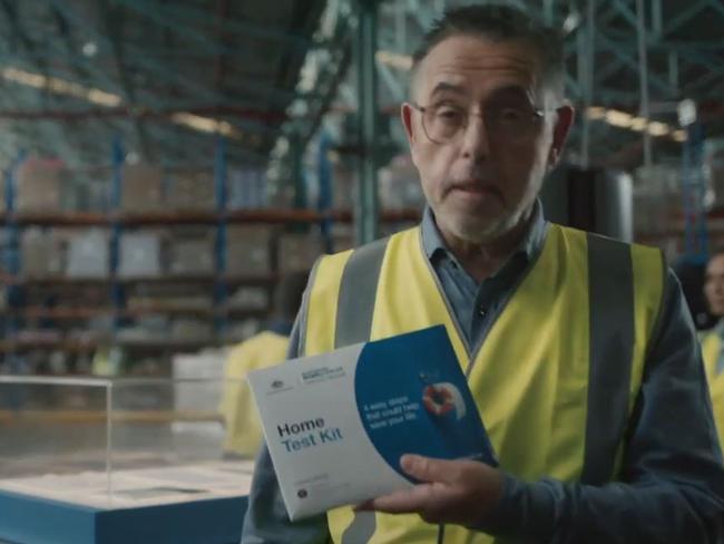 In the video, Mr Swan is seeing holding a home test kit urging people to get tested. Picture: Supplied