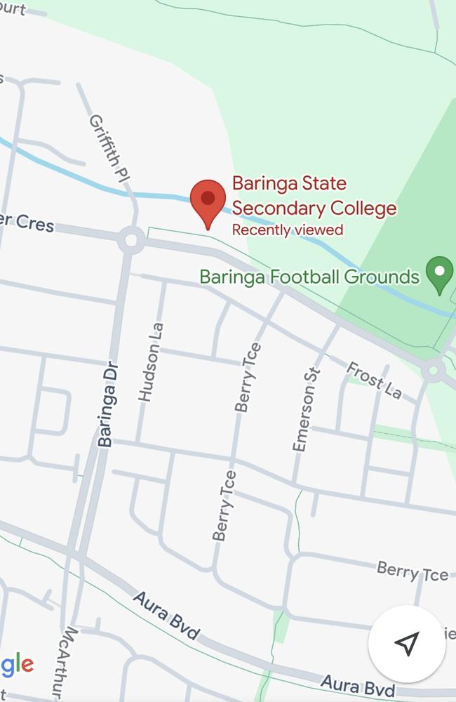 Map of Baringa State Secondary College. Picture - Google Maps.