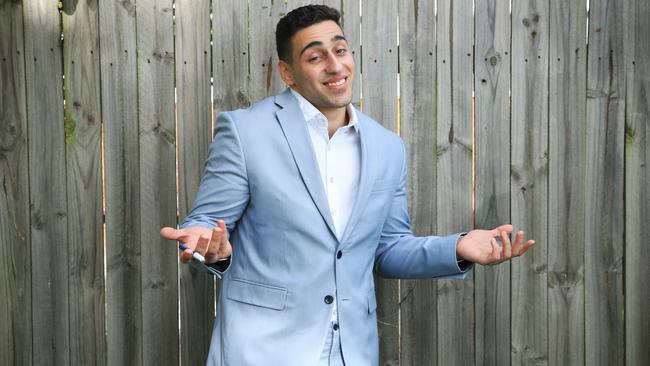 TikTok comedian Jon-Bernard Kairouz, 26, has injected a bit of humour into NSW’s lockdown by ‘predicting’ the state’s daily Covid-19case numbers. Picture: John Feder