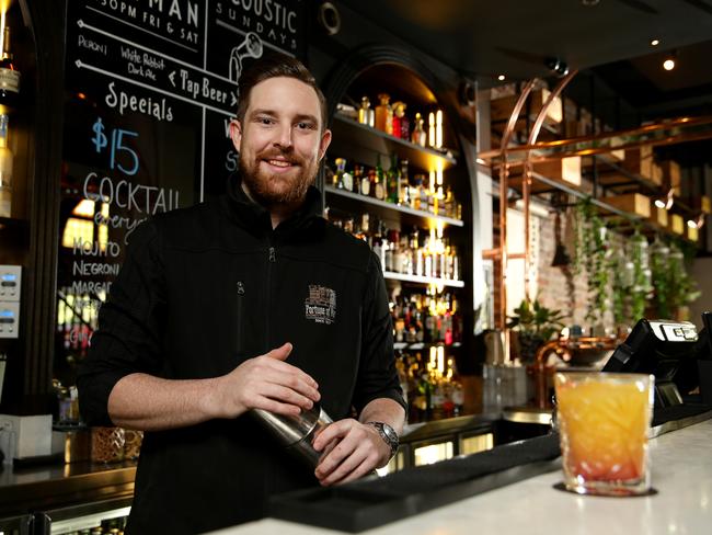 Chris Lucas is one of the first bartenders who has been trained by police as part of Ask for Angela. Picture: Jonathan Ng