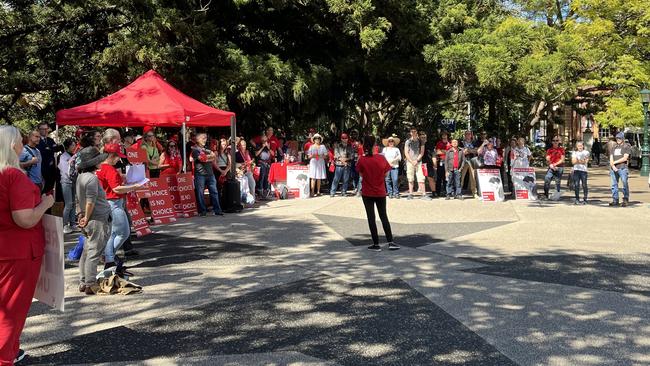 Teachers at a rally against the vaccine mandate in 2022. Picture: TPAQ