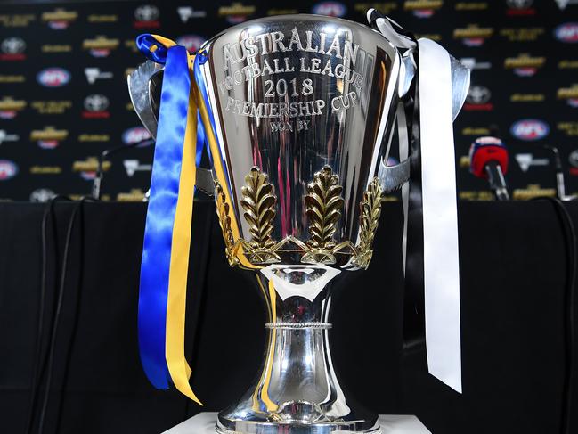 The AFL grand final cup will be presented by either Tony Shaw or Dean Kemp. Picture: Quinn Rooney/Getty Images)