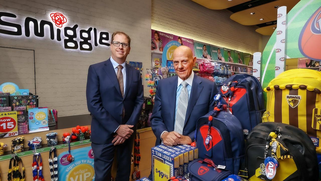 Premier Investments chairman Solomon Lew and chief executive Richard Murray at a Smiggle store in Melbourne. Picture: Ian Currie