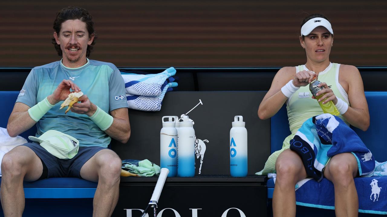 Smith (left) turns 36 on Friday and joked he is expecting tournament boss Craig Tiley to bring a cake to the final. Picture: Cameron Spencer / Getty Images