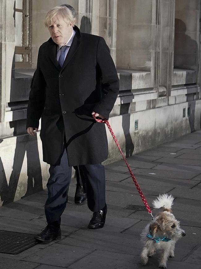 Boris Johnson and his dog Dilyn. Picture: Getty Images.