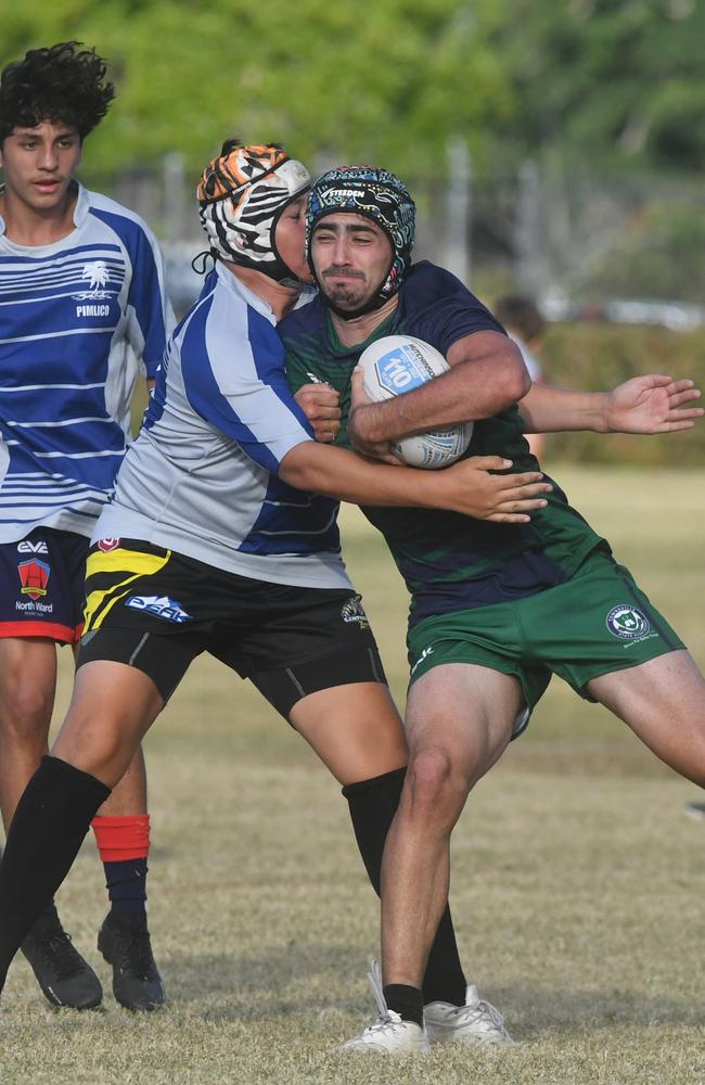 Cowboys Cup Schoolboys Football at Kern Brothers Drive. Townsville High against Pimlico High. Picture: Evan Morgan