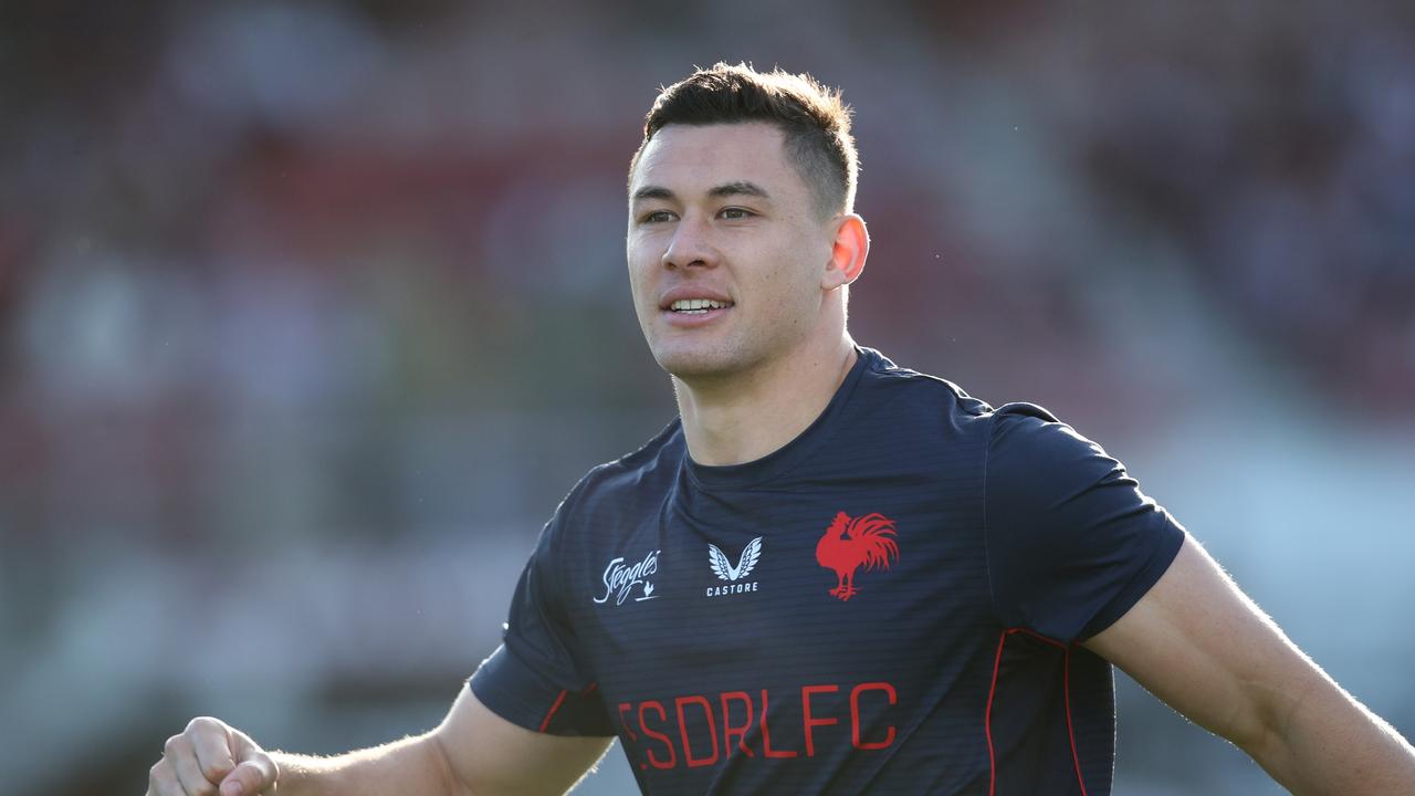 Joseph Manu will play fullback after the Roosters decided to rest James Tedesco. Picture: Jason McCawley/Getty Images