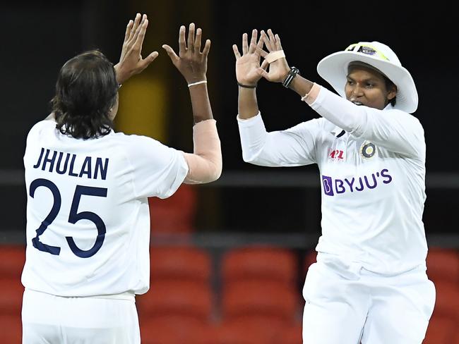 Jhulan Goswami and Deepti Sharma powered the Indians. Picture: Getty Images